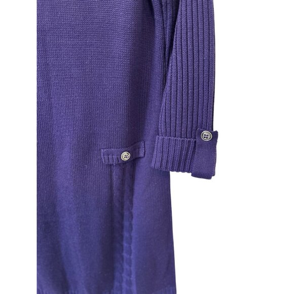 JESSICA HOWARD~  Purple Ribbed Turtleneck Sweater XL Dress With Cuffed Sleeves - Picture 7 of 12